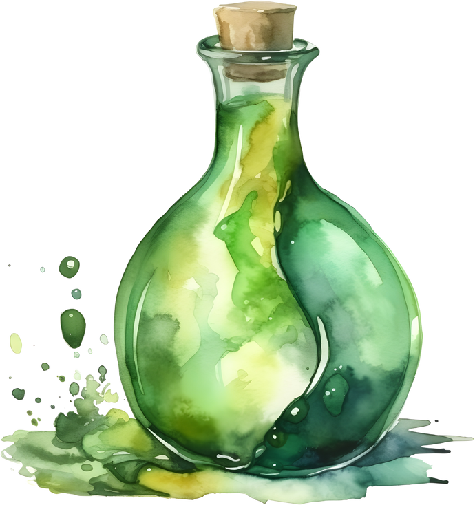 Witches Potion Bottle Watercolor , Halloween Clipart